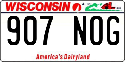 WI license plate 907NOG