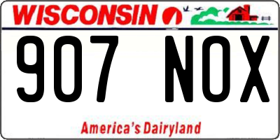 WI license plate 907NOX