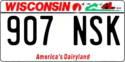 WI license plate 907NSK