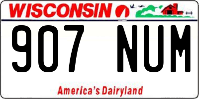 WI license plate 907NUM