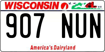 WI license plate 907NUN