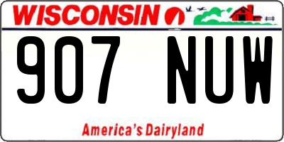 WI license plate 907NUW