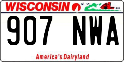 WI license plate 907NWA