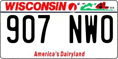 WI license plate 907NWO