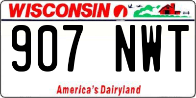 WI license plate 907NWT