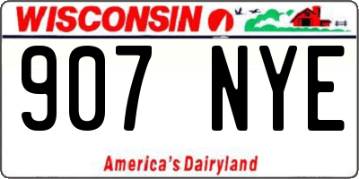 WI license plate 907NYE