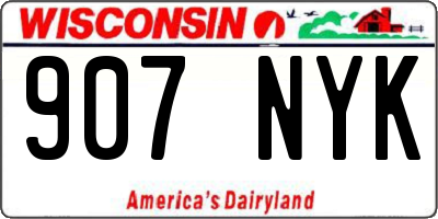 WI license plate 907NYK