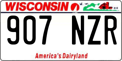 WI license plate 907NZR