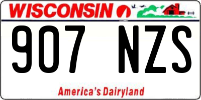 WI license plate 907NZS