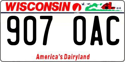 WI license plate 907OAC