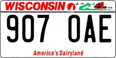 WI license plate 907OAE