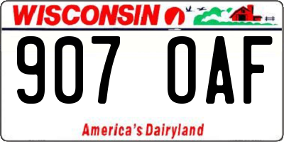 WI license plate 907OAF