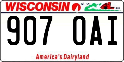 WI license plate 907OAI