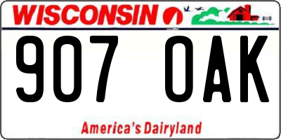 WI license plate 907OAK