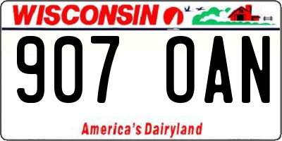 WI license plate 907OAN