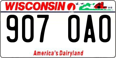 WI license plate 907OAO