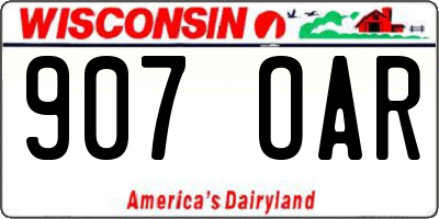 WI license plate 907OAR