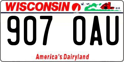 WI license plate 907OAU