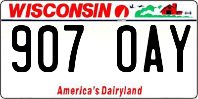 WI license plate 907OAY