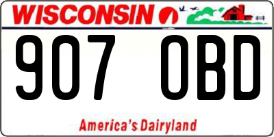 WI license plate 907OBD