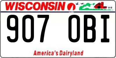 WI license plate 907OBI