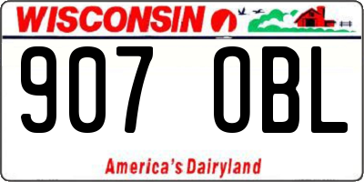 WI license plate 907OBL