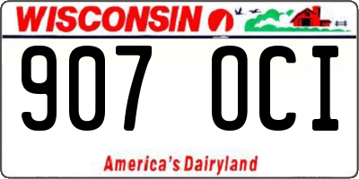 WI license plate 907OCI