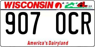WI license plate 907OCR