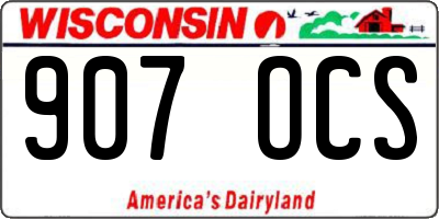 WI license plate 907OCS
