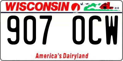WI license plate 907OCW