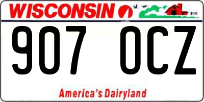 WI license plate 907OCZ