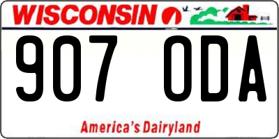 WI license plate 907ODA
