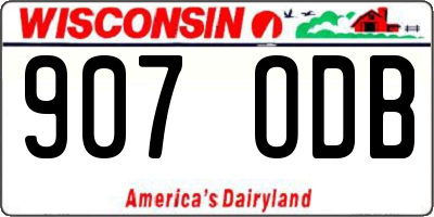 WI license plate 907ODB