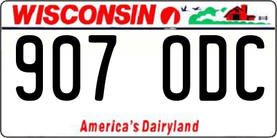 WI license plate 907ODC