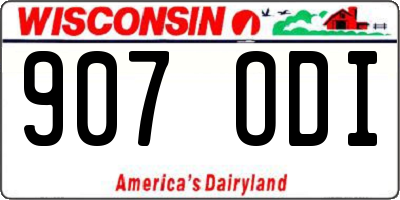 WI license plate 907ODI
