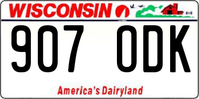 WI license plate 907ODK