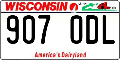 WI license plate 907ODL