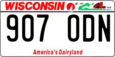WI license plate 907ODN