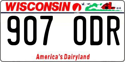 WI license plate 907ODR