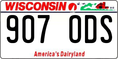 WI license plate 907ODS