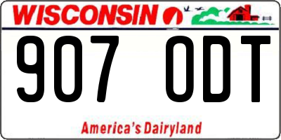 WI license plate 907ODT