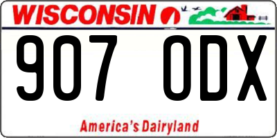 WI license plate 907ODX