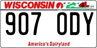 WI license plate 907ODY