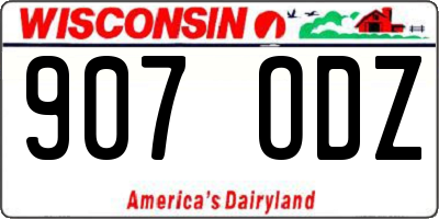 WI license plate 907ODZ