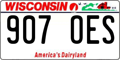 WI license plate 907OES