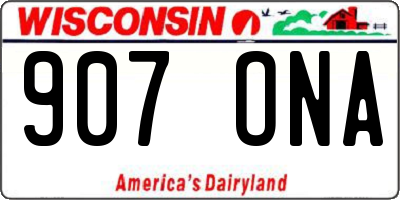 WI license plate 907ONA