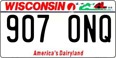 WI license plate 907ONQ