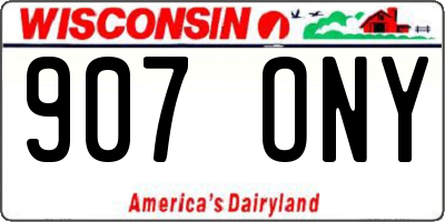 WI license plate 907ONY
