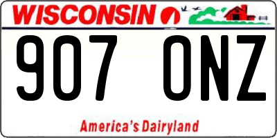 WI license plate 907ONZ