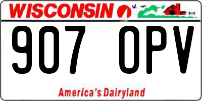 WI license plate 907OPV